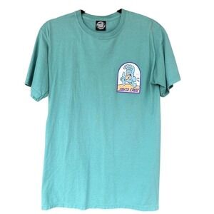 Santa Cruz Skateboards Graphic Tee Medium Green Surf Skate Streetwear Shirt